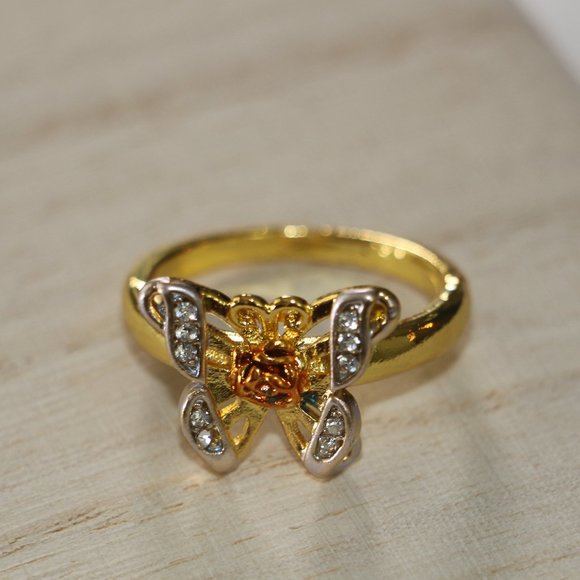 Two Tone Butterfly Flower Ring - Picture 1 of 3